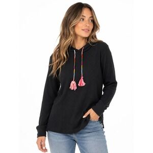 "'As Is" Belle Boho by Kim Gravel Micro Waffle Lantern Sleeve Top Black, S #35*